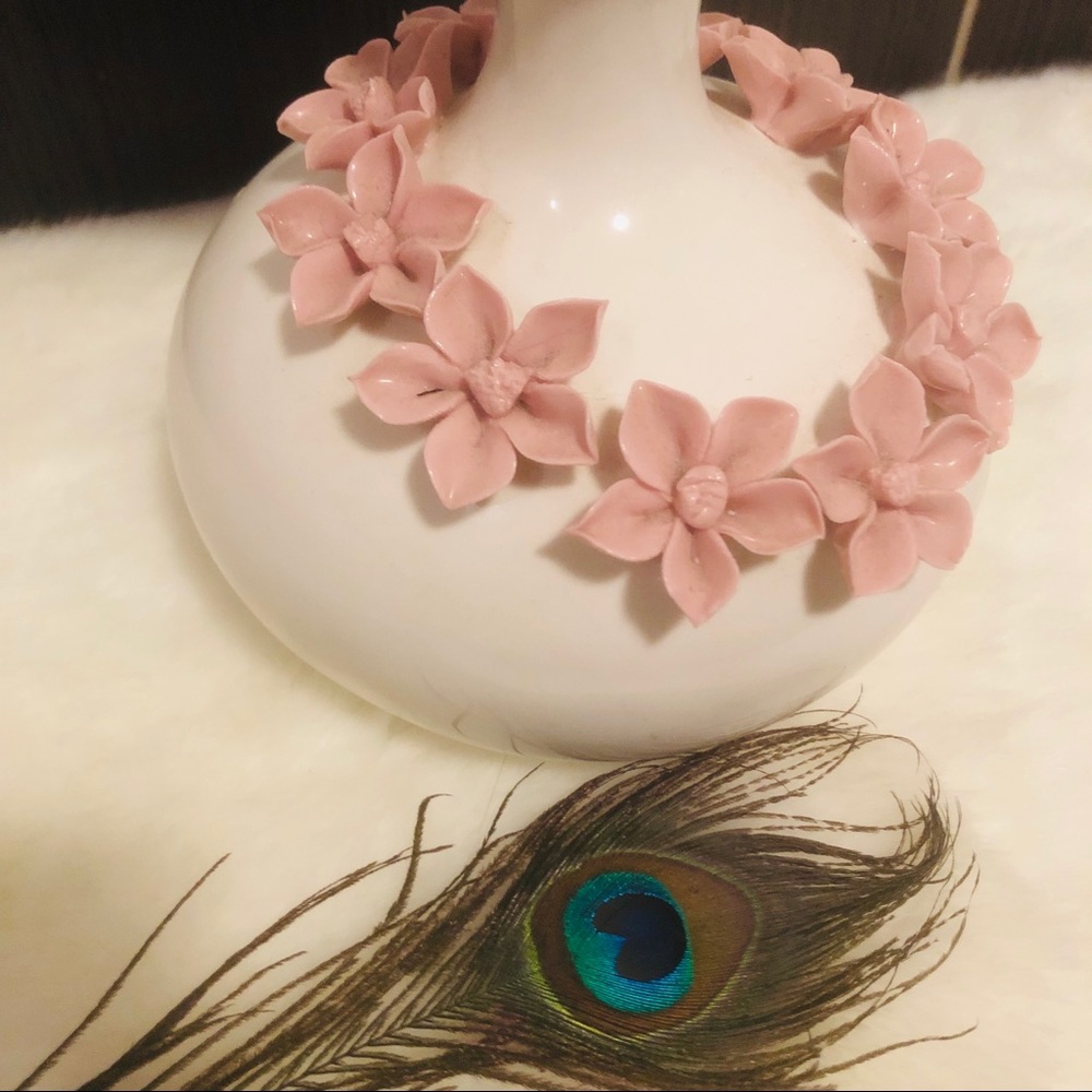 🌸Cherry blossom vase with 10 🦚Peakcock feather